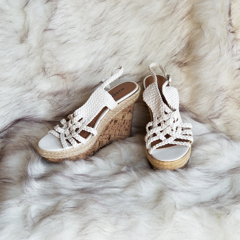 White Woven Platform Sandals